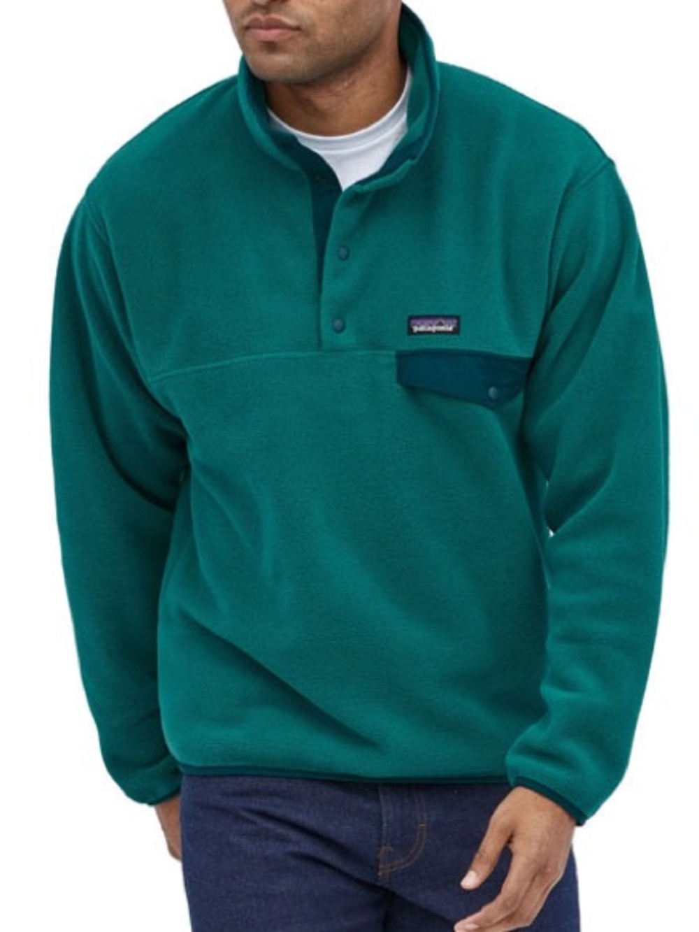 Men's Patagonia Lightweight Synchilla Snap-T Fleece Pullover Borealis Green Sz S